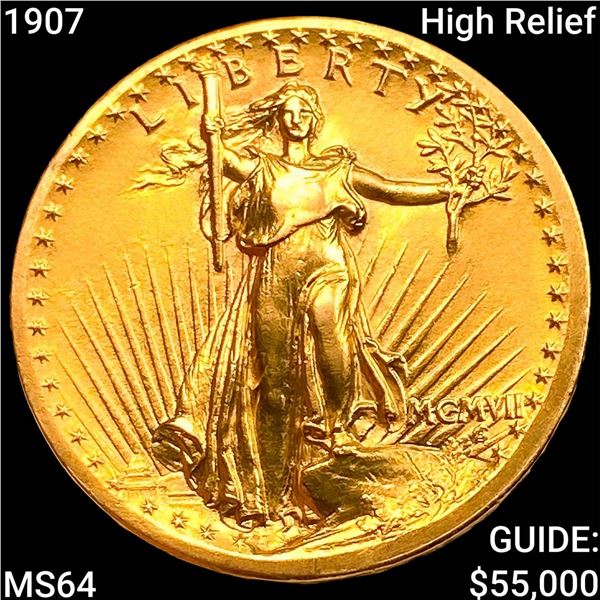 1907 High Relief $20 Gold Double Eagle CHOICE BU