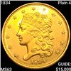 Image 1 : 1834 Plain 4 $5 Gold Half Eagle CHOICE BU