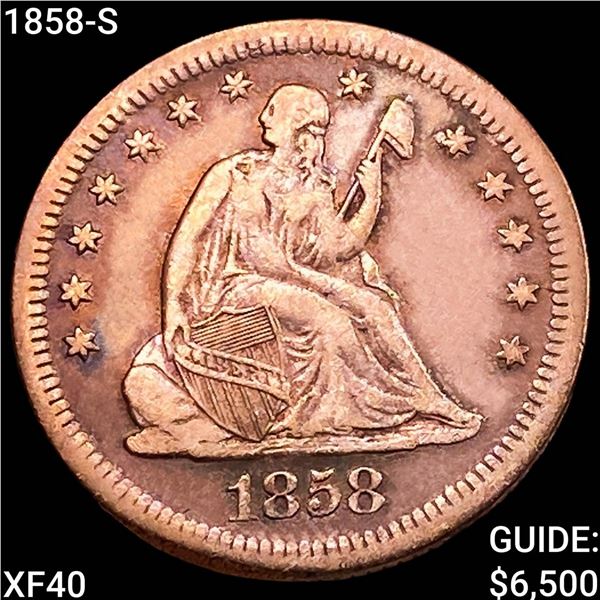 1858-S Seated Liberty Quarter NEARLY UNCIRCULATED
