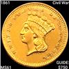 Image 1 : 1861 Civil War Rare Gold Dollar UNCIRCULATED