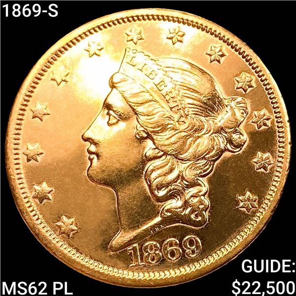 1869-S $20 Gold Double Eagle UNCIRCULATED PL