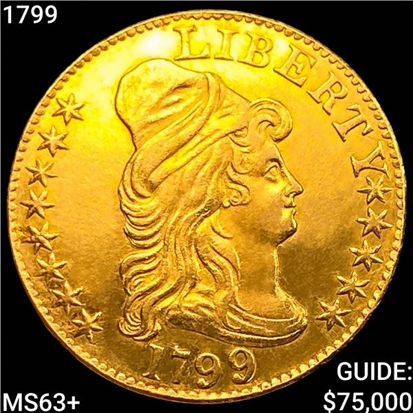 1799 $5 Gold Half Eagle CHOICE BU+