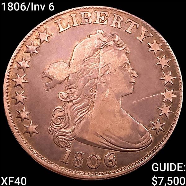 1806/Inv 6 Draped Bust Half Dollar NEARLY UNCIRCULATED
