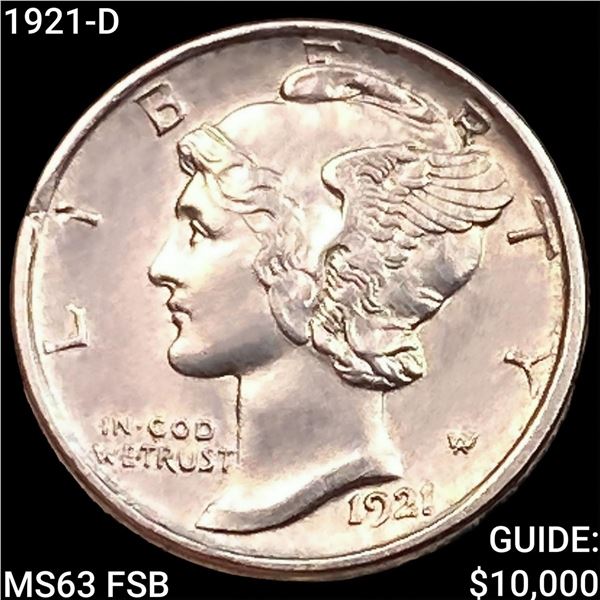 1921-D Mercury Dime CHOICE BU FSB