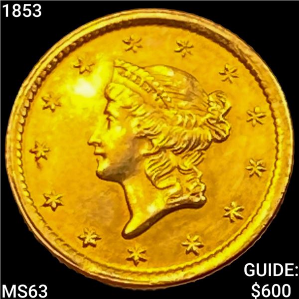 1853 Rare Gold Dollar CHOICE BU