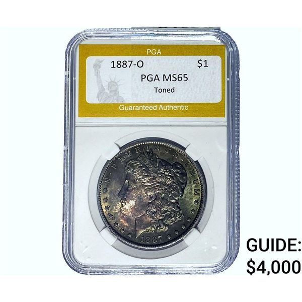 1887-O Morgan Silver Dollar PGA MS65 TONED