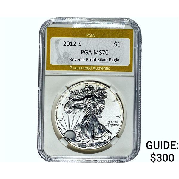 2012-S $1 Silver Eagle PGA MS70 REV PROOF