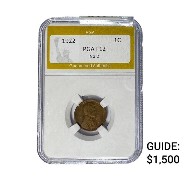 1922 Wheat Cent PGA F12 NO D