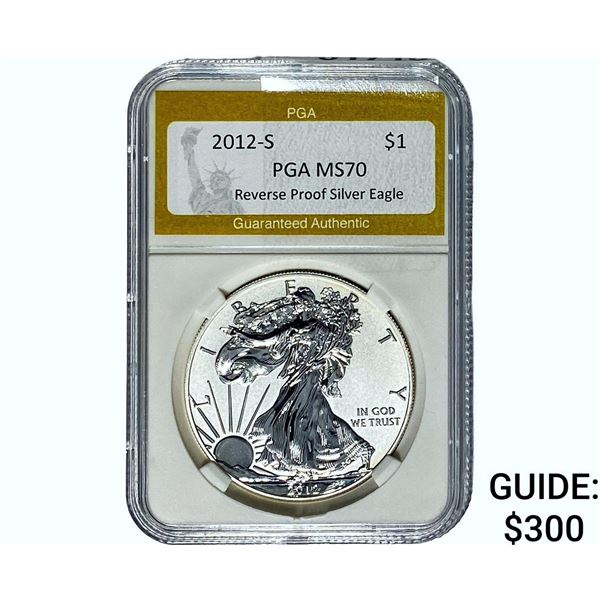 2012-S $1 Silver Eagle PGA MS70 REV PROOF