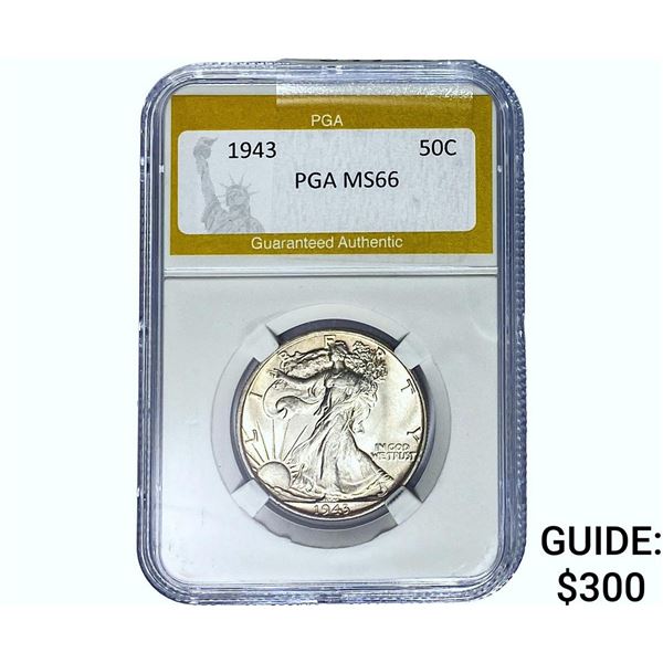1943 Walking Liberty Half Dollar PGA MS66