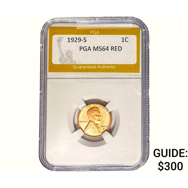 1929-S Wheat Cent PGA MS64 RED