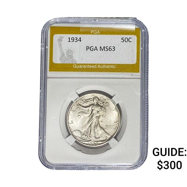 1934 Walking Liberty Half Dollar PGA MS63