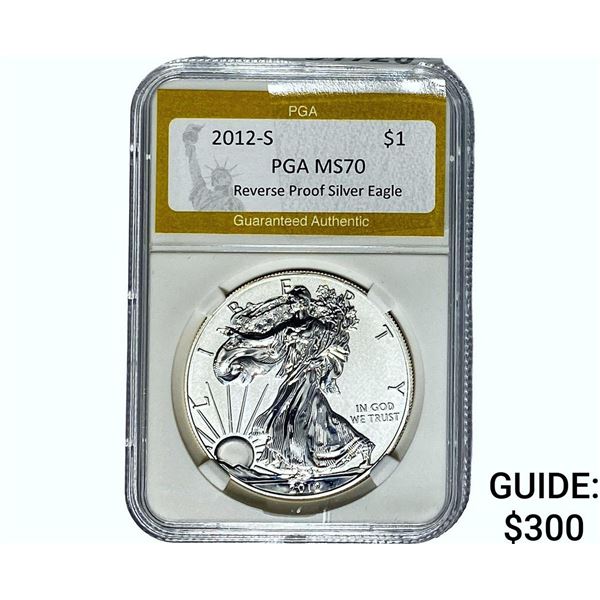 2012-S $1 Silver Eagle PGA MS70 REV PROOF