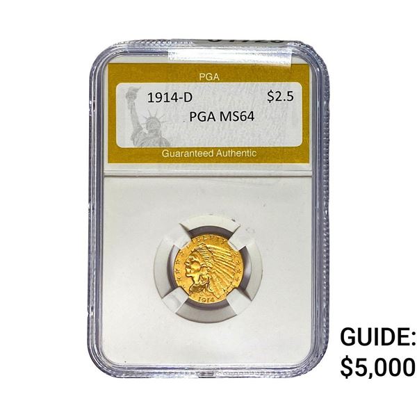 1914-D $2.50 Gold Quarter Eagle PGA MS64