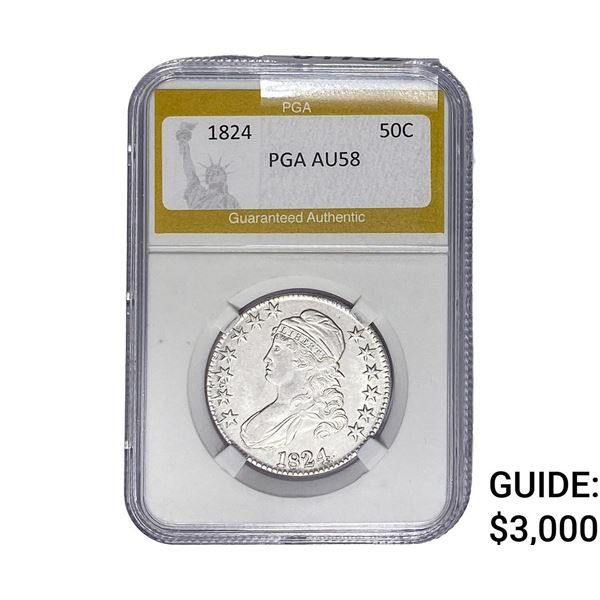 1824 Capped Bust Half Dollar PGA AU58