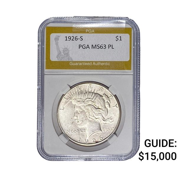 1926-S Silver Peace Dollar PGA MS63 PL