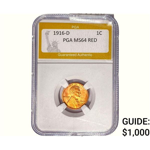 1916-D Wheat Cent PGA MS64 RED
