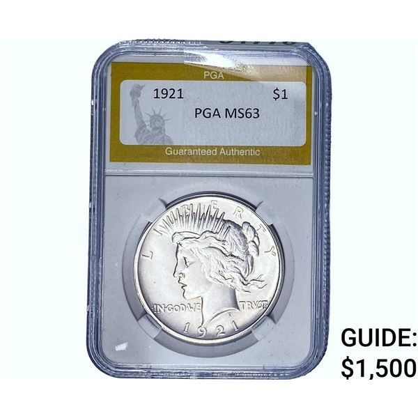 1921 Silver Peace Dollar PGA MS63
