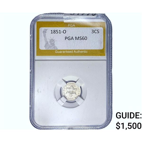 1851-O Silver Three Cent PGA MS60