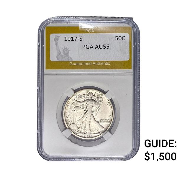 1917-S Walking Liberty Half Dollar PGA AU55