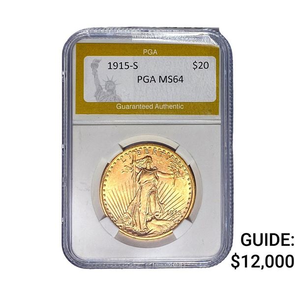 1915-S $20 Gold Double Eagle PGA MS64