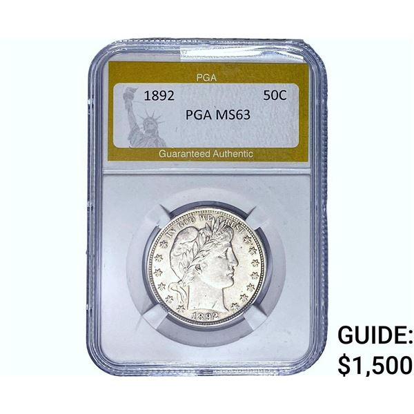 1892 Barber Half Dollar PGA MS63