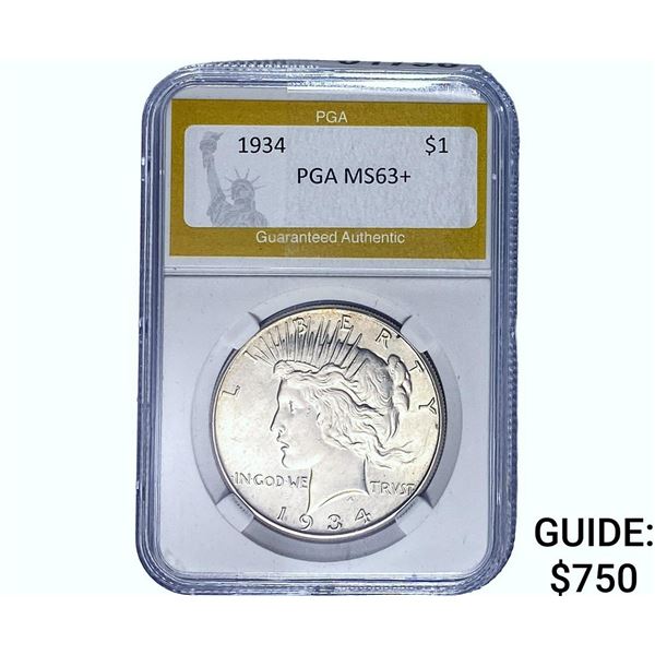 1934 Silver Peace Dollar PGA MS63+
