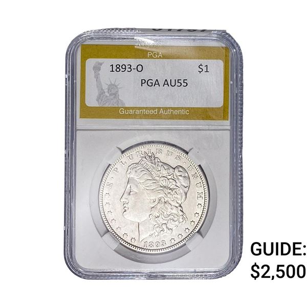 1893-O Morgan Silver Dollar PGA AU55