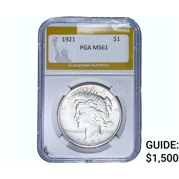 1921 Silver Peace Dollar PGA MS61