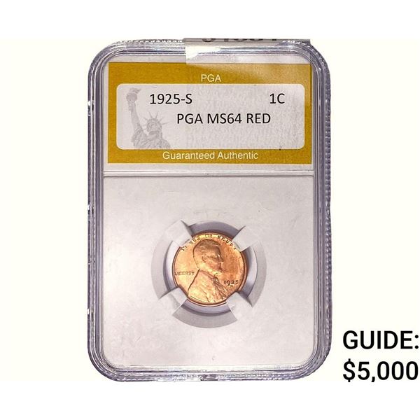 1925-S Wheat Cent PGA MS64 RED