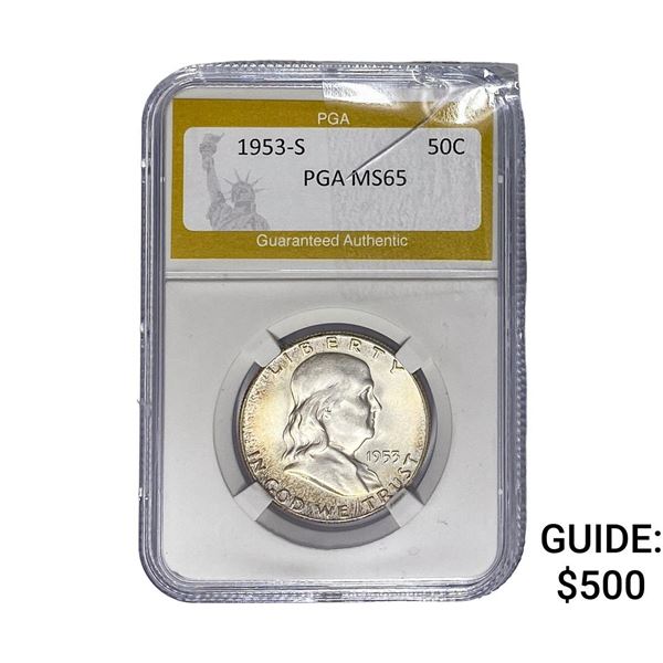 1953-S Franklin Half Dollar PGA MS65