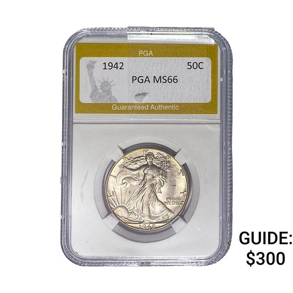 1942 Walking Liberty Half Dollar PGA MS66