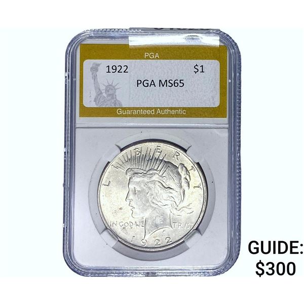 1922 Silver Peace Dollar PGA MS65
