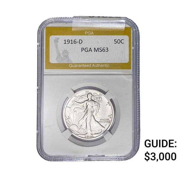 1916-D Walking Liberty Half Dollar PGA MS63