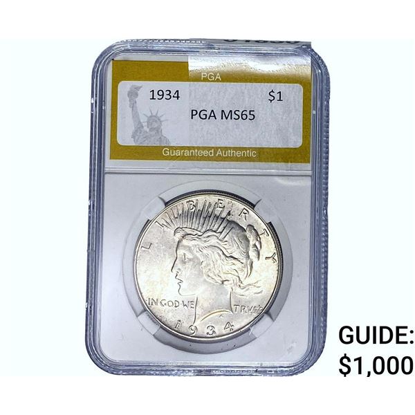 1934 Silver Peace Dollar PGA MS65