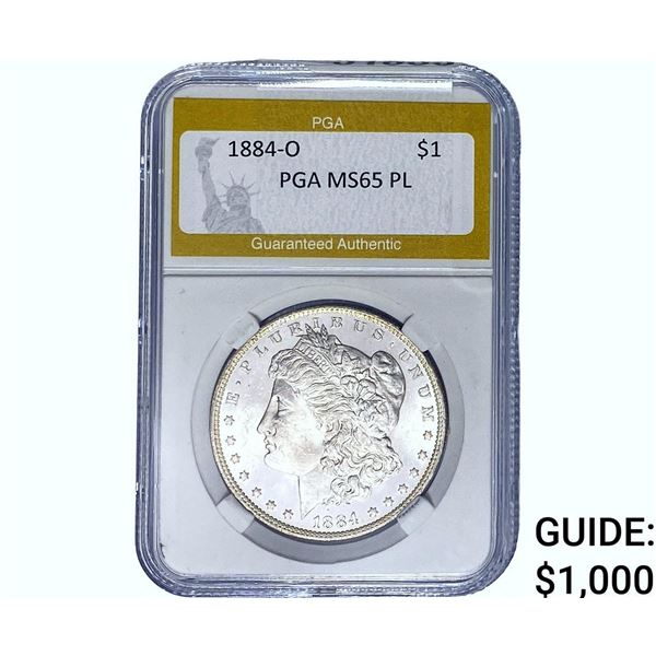 1884-O Morgan Silver Dollar PGA MS65 PL