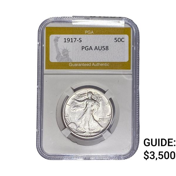 1917-S Walking Liberty Half Dollar PGA AU58