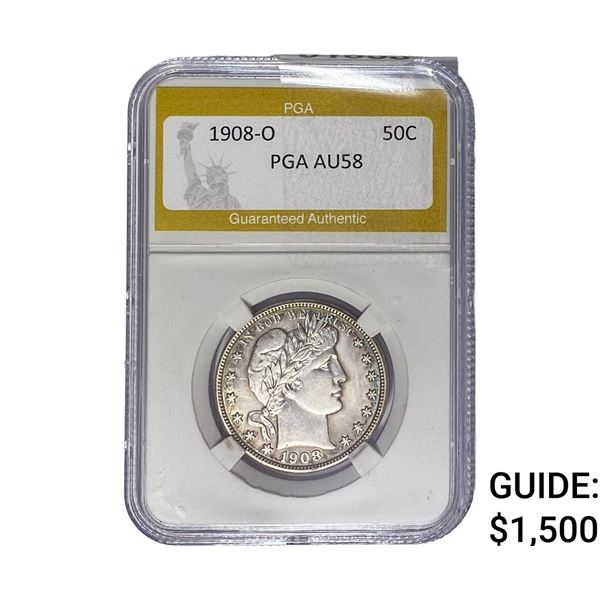 1908-O Barber Half Dollar PGA AU58