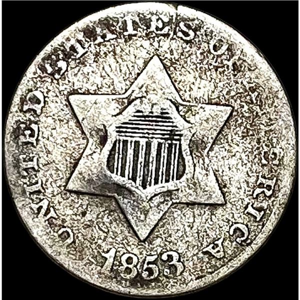1853 Silver Three-Cent Piece NICELY CIRCULATED