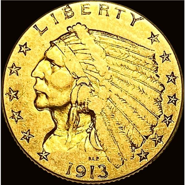 1913 Indian Head Gold $2.50 Quarter Eagle NEARLY UNCIRCULATED