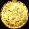 1955 Mexico Gold 5 Pesos .1206 AGW GEM BU