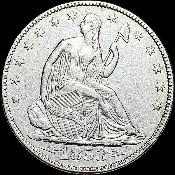 1853 Arrows/Rays Seated Liberty Half Dollar CLOSELY UNCIRCULATED