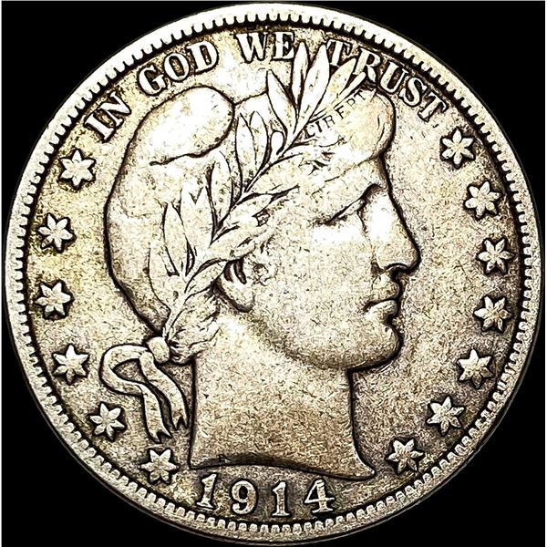 1914-S Silver Barber Half Dollar LIGHTLY CIRCULATED