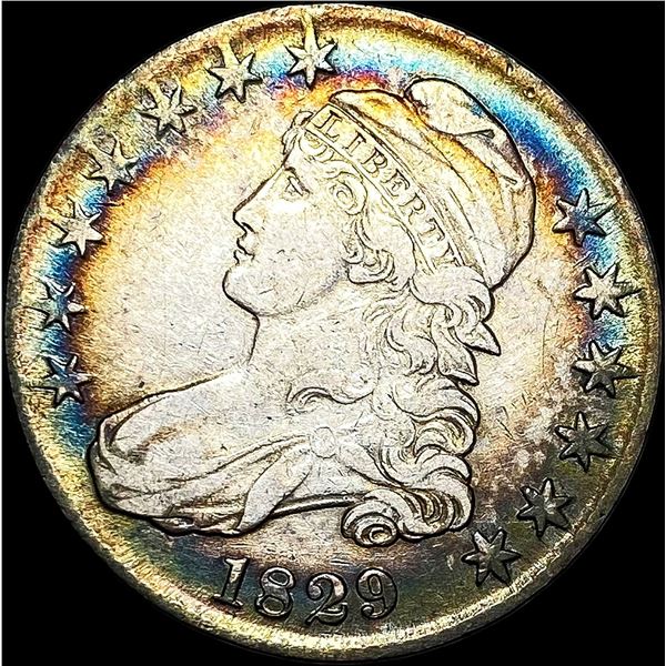 1829 Toned Capped Bust Half Dollar NEARLY UNCIRCULATED