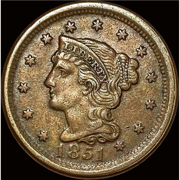 1851 Braided Hair Large Cent NEARLY UNCIRCULATED
