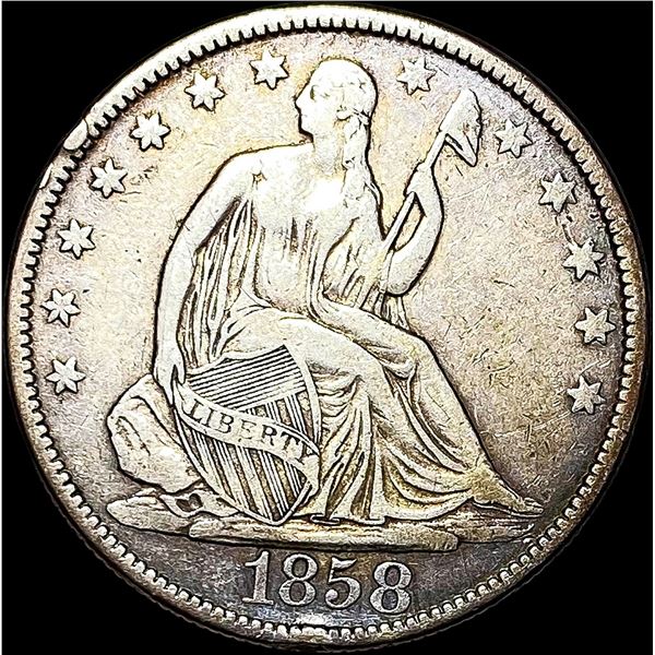 1858 Seated Liberty Half Dollar NEARLY UNCIRCULATED
