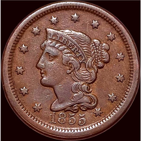 1855 Braided Hair Large Cent CLOSELY UNCIRCULATED