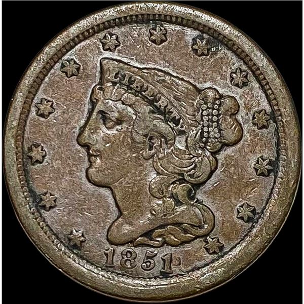 1851 Braided Hair Half Cent LIGHTLY CIRCULATED