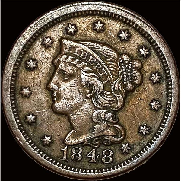 1848 Braided Hair Large Cent NEARLY UNCIRCULATED