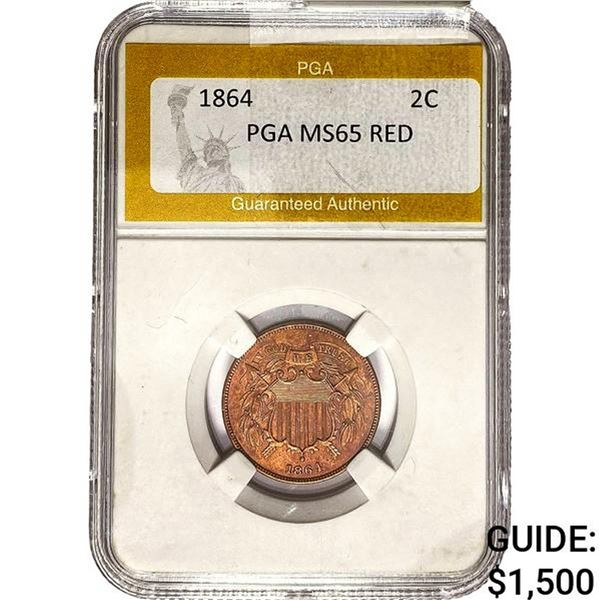 1864 Two Cent Piece PGA MS65